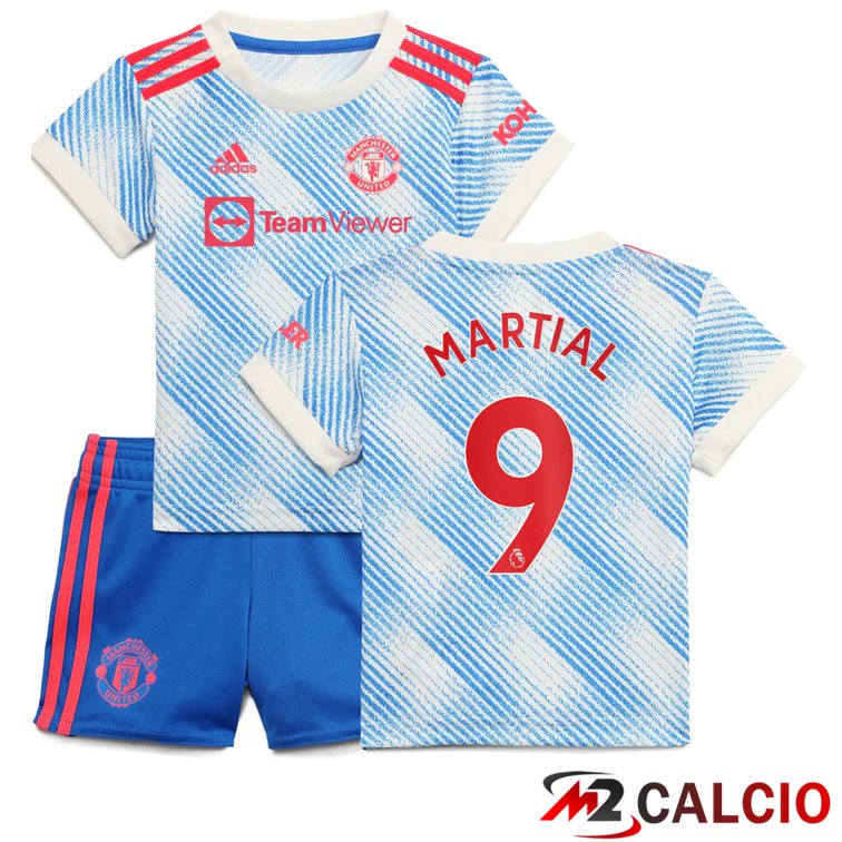 Maglia Manchester United (MARTIAL 9) Bambino Seconda Blu/Bianco 2021/2022