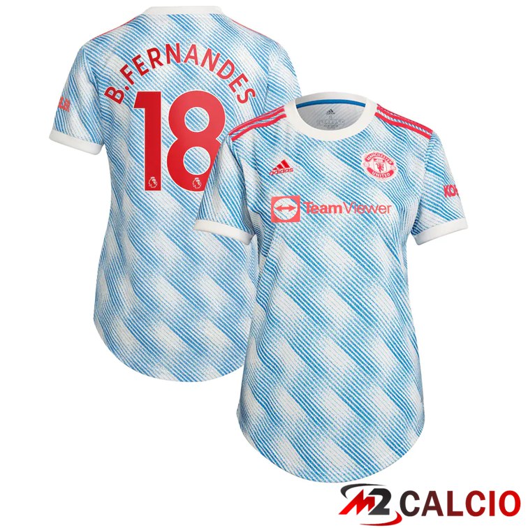Maglia Manchester United (B.FERNANDES 18) Donna Seconda Blu/Bianco 2021/2022