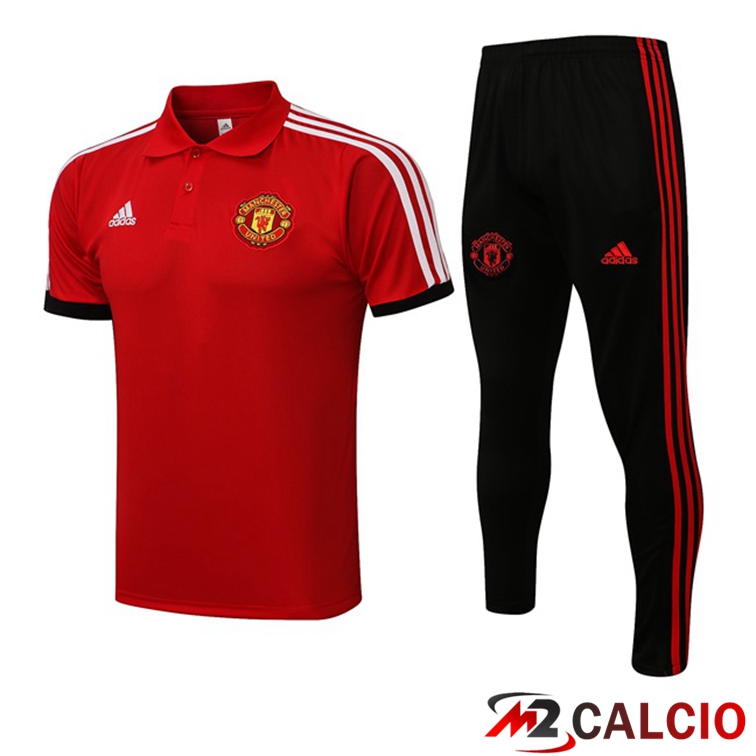 Maglia Polo Manchester United + Pantaloni Rosso 2021/2022