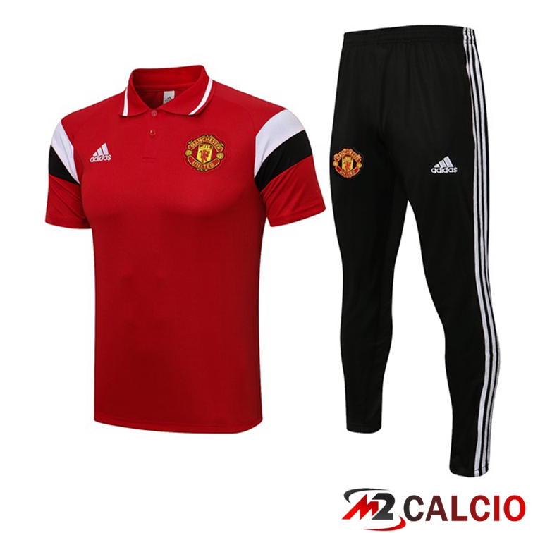 Maglia Polo Manchester United + Pantaloni Rosso 2021/2022