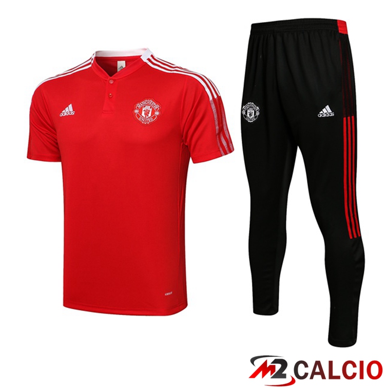 Maglia Polo Manchester United + Pantaloni Rosso 2021/2022