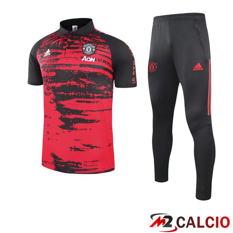 Maglia Polo Manchester United + Pantaloni Rosso Nero 2021/2022