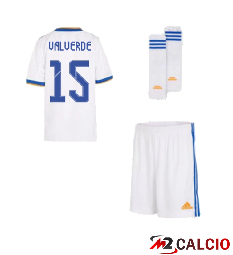 Maglia Real Madrid (VALVERDE 15) Bambino Prima Bianco 2021/2022
