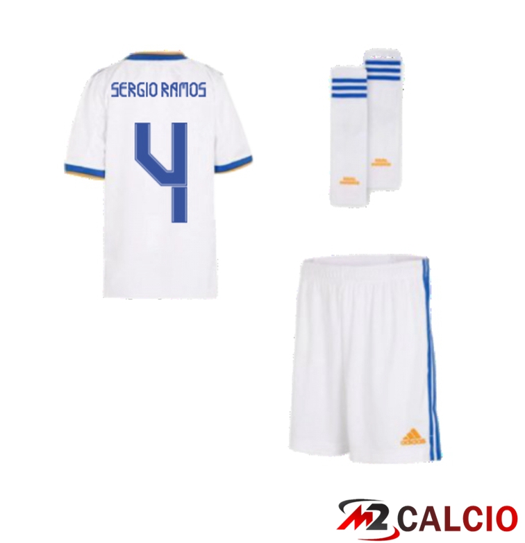 Maglia Real Madrid (SERGIO RAMOS 4) Bambino Prima Bianco 2021/2022