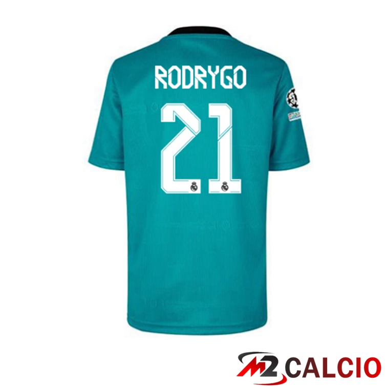 Maglia Real Madrid (Rodrygo 21) Terza Blu Verde 2021/2022