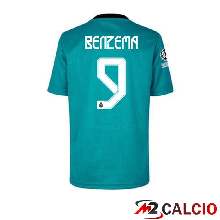 Maglia Real Madrid (BENZEMA 9) Terza Blu Verde 2021/2022
