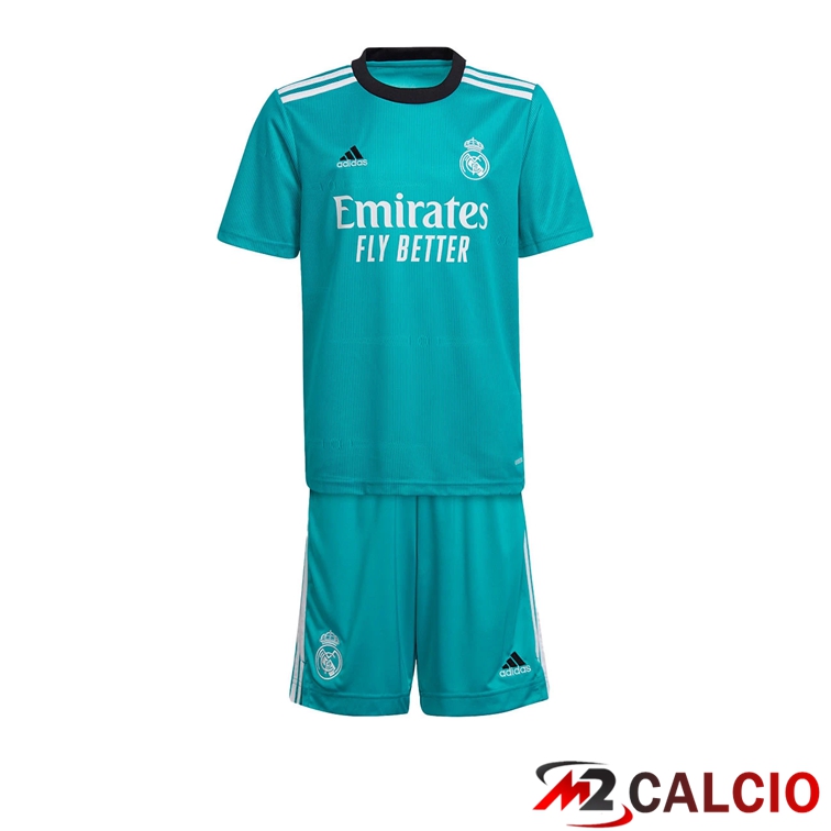 Maglie Calcio Real Madrid Bambino Terza Blu Verde 2021/2022