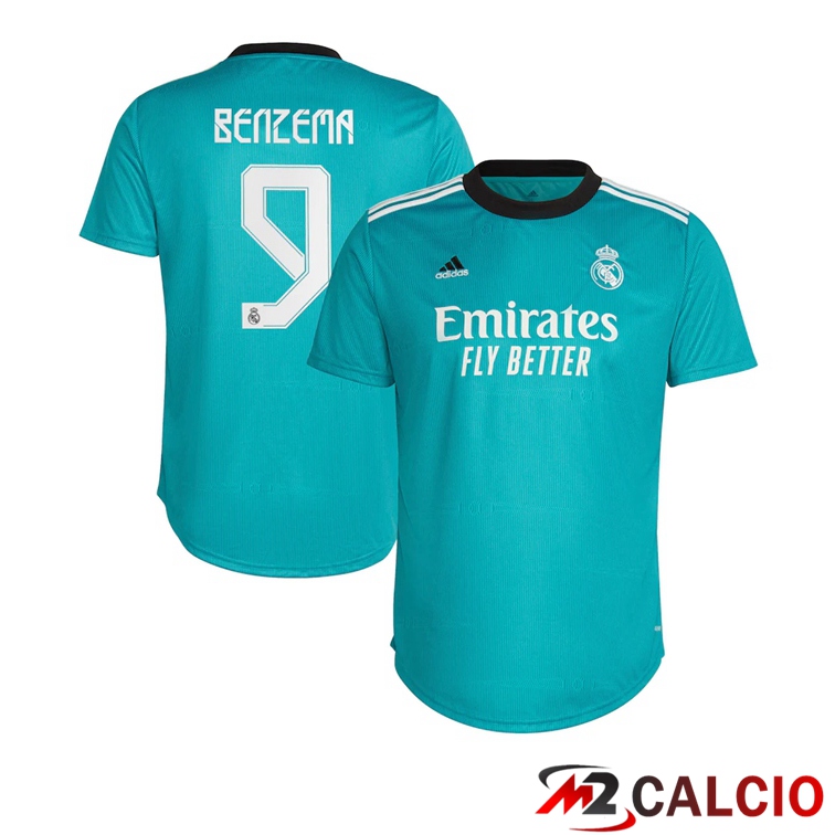 Maglia Real Madrid (BENZEMA 9) Donna Terza Blu Verde 2021/2022