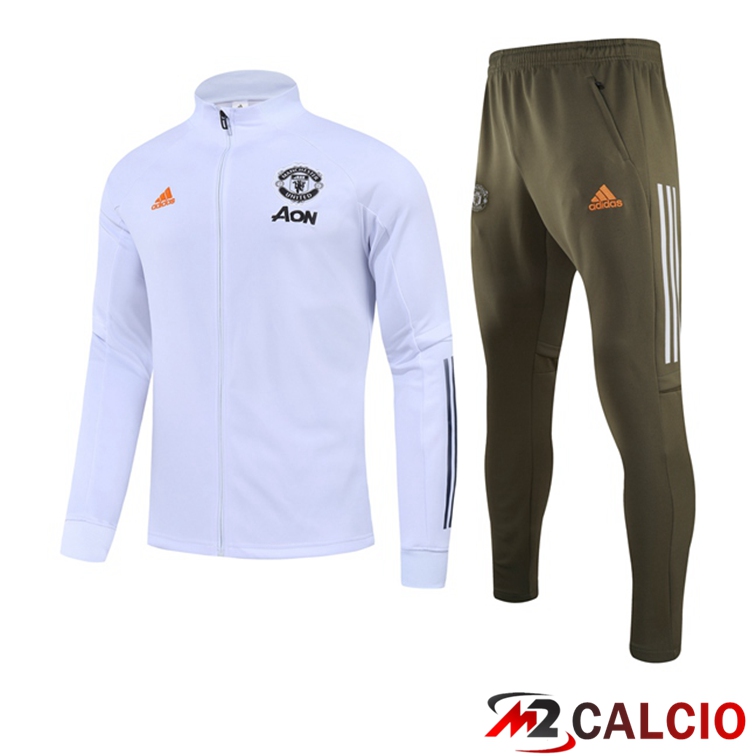 Insieme Tuta Calcio - Giacca Manchester United Bianco 2021/2022