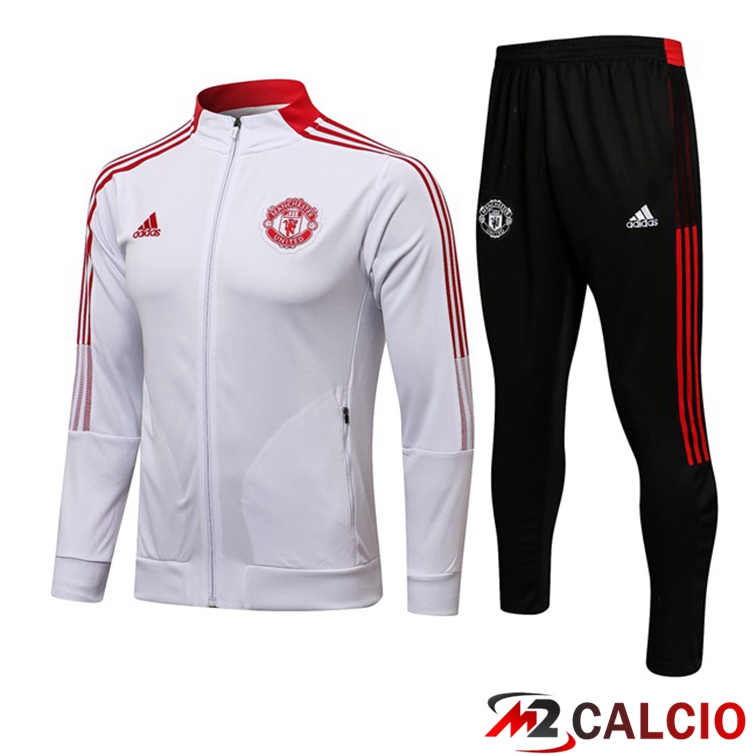 Insieme Tuta Calcio - Giacca Manchester United Bianco 2021/2022