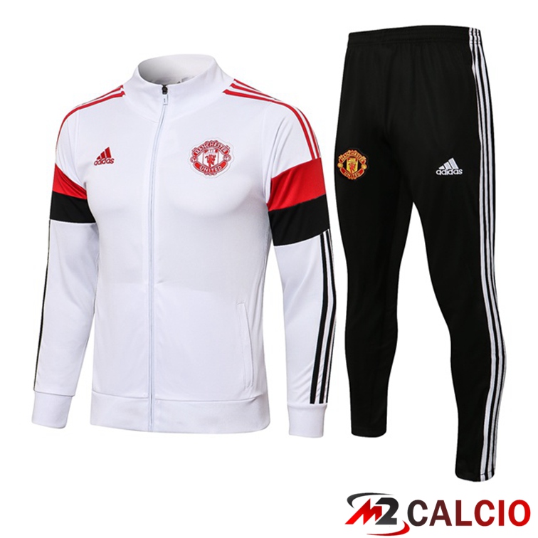 Insieme Tuta Calcio - Giacca Manchester United Bianco 2021/2022