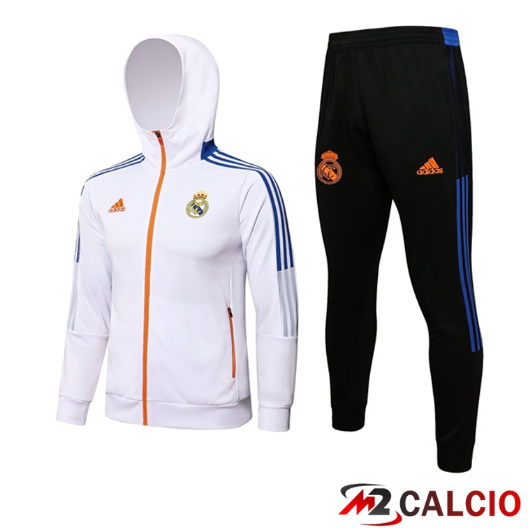 Giacca Con Cappuccio Tuta Real Madrid Bianco 2021/2022