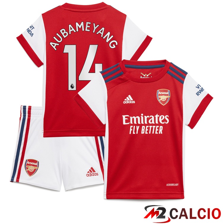 Maglia FC Arsenal (AUBAMEYANG 14) Bambino Prima Rosso/Bianco 2021/2022