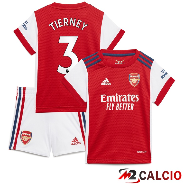 Maglia FC Arsenal (KIERAN TIERNEY 3) Bambino Prima Rosso/Bianco 2021/2022