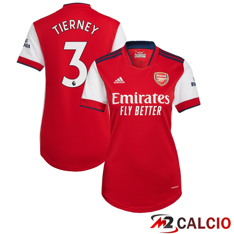 Maglia FC Arsenal (KIERAN TIERNEY 3) Donna Prima Rosso/Bianco 2021/2022
