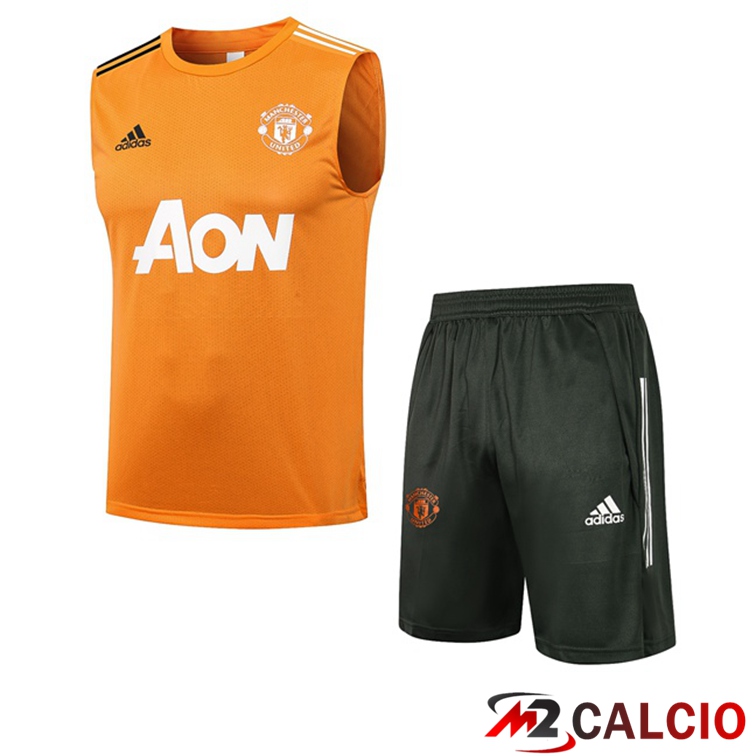 Canotta Calcio Manchester United + Pantaloncini Arancia 2021/2022