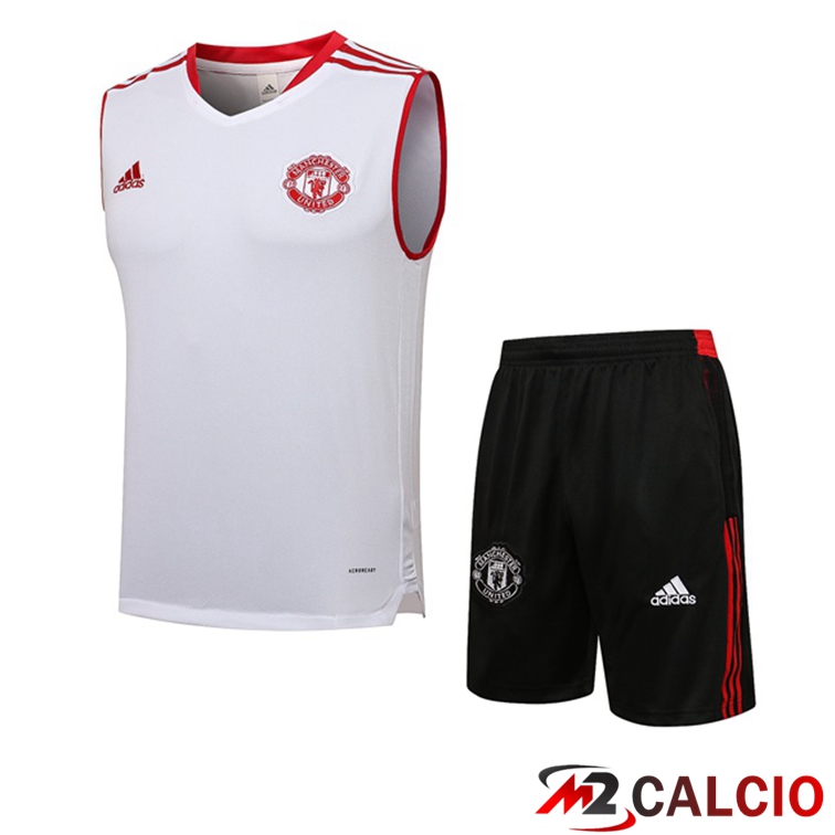 Canotta Calcio Manchester United + Pantaloncini Bianco 2021/2022
