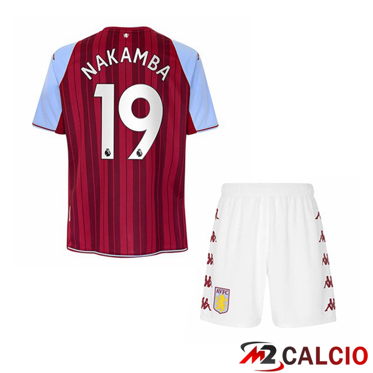 Maglia Aston Villa (Nakamba 19) Bambino Prima Rosso 2021/22