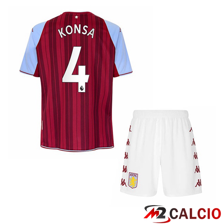 Maglia Aston Villa (Konsa 4) Bambino Prima Rosso 2021/22