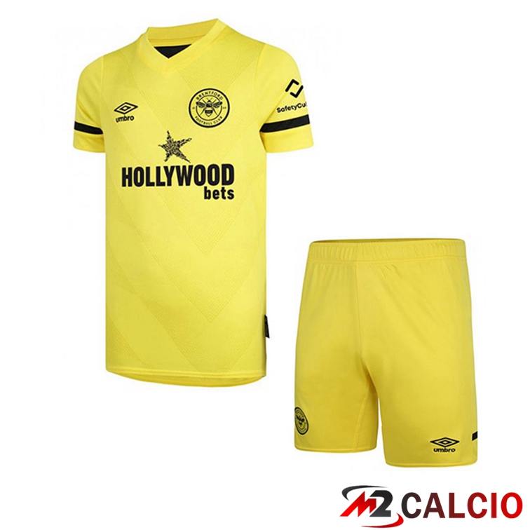 Maglia Brentford FC Bambino Seconda Giallo 2021/22