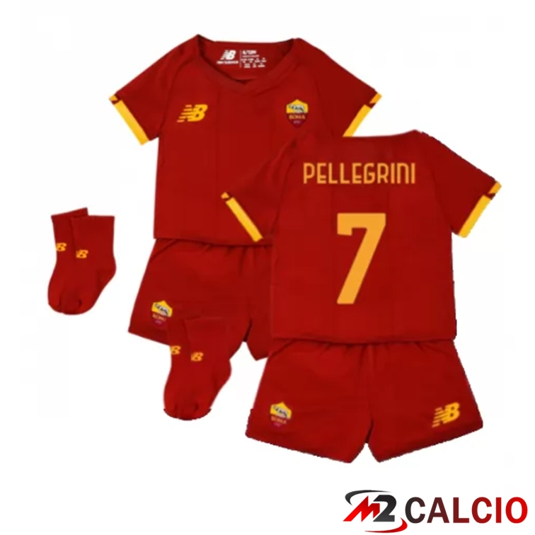 Maglie Calcio AS Roma（PELLEGRINI 7）Bambino Prima Rosso 2021/2022