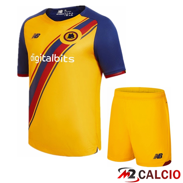 Maglie Calcio AS Roma Bambino Terza Giallo 2021/2022