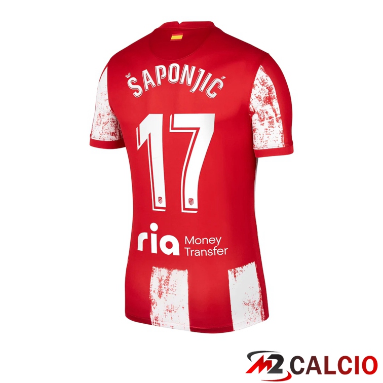 Maglia Atletico Madrid (Šaponjic 17) Prima Rosso/Bianco 2021/2022