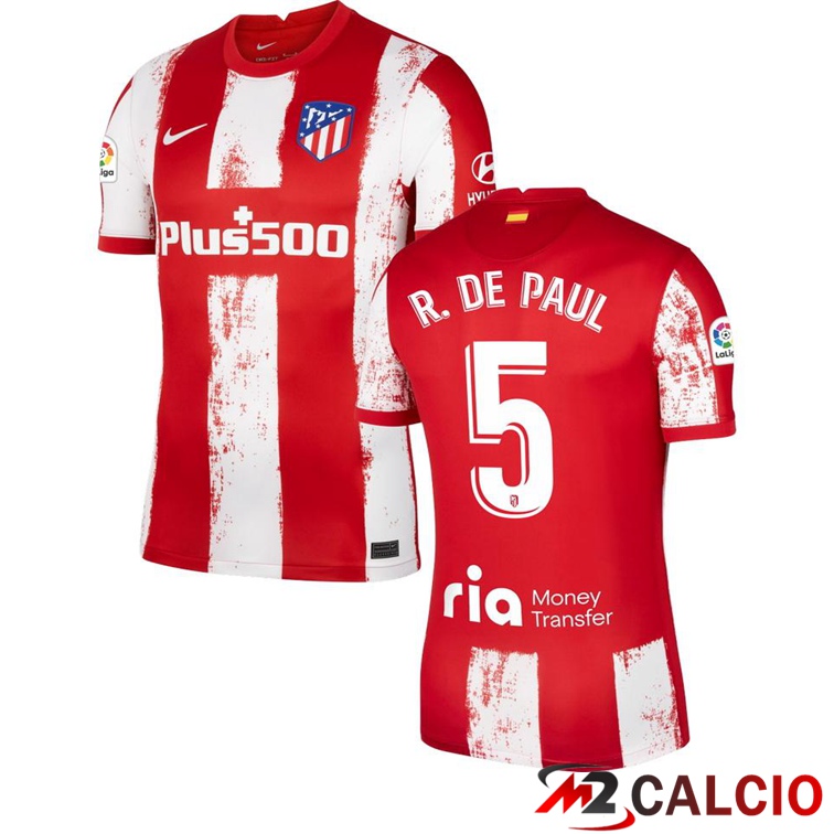Maglia Atletico Madrid (R. DE PAUL 5) Prima Rosso/Bianco 2021/2022