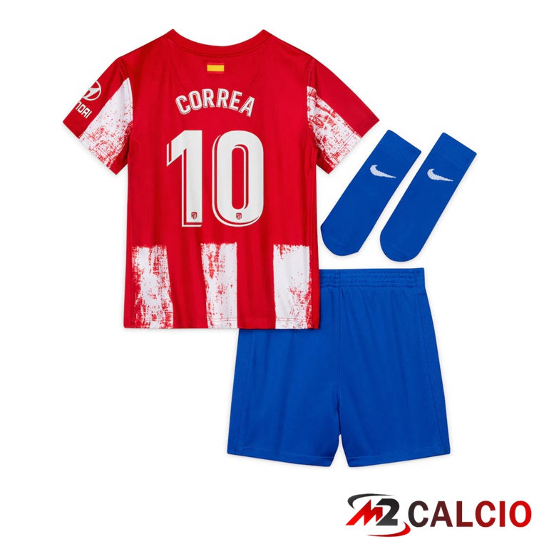 Maglia Atletico Madrid (CORREA 10) Bambino Prima Rosso/Bianco 2021/2022