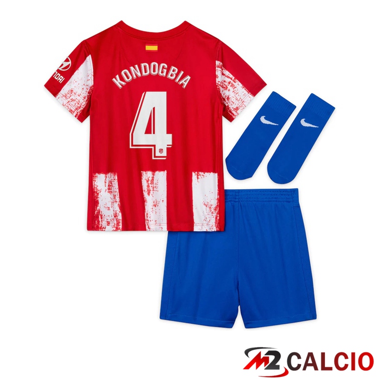 Maglia Atletico Madrid (Kondogbia 4) Bambino Prima Rosso/Bianco 2021/2022