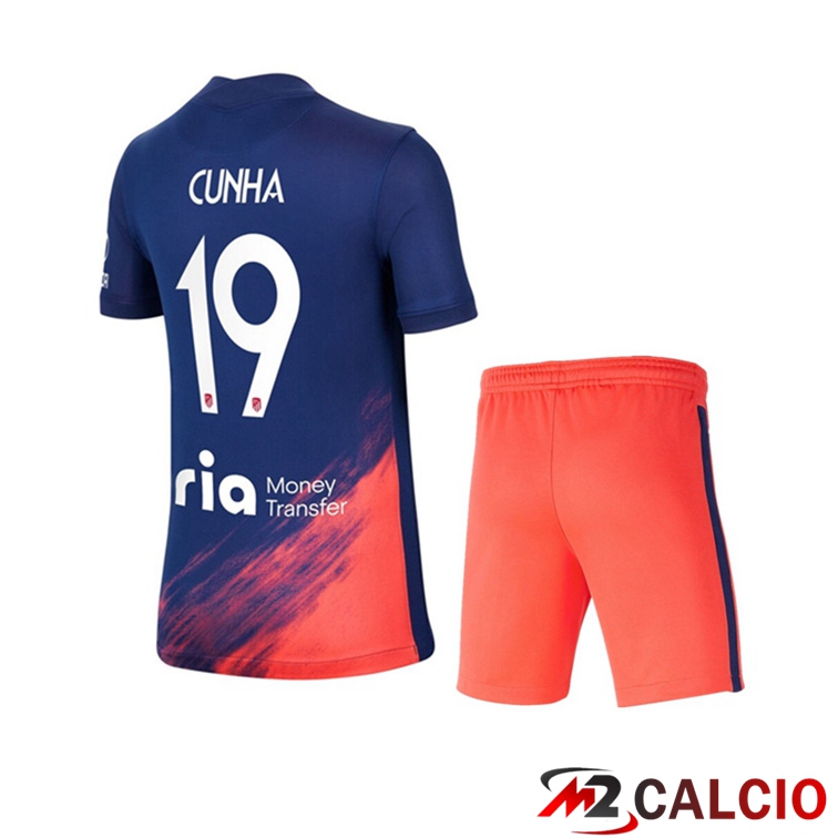 Maglia Atletico Madrid (Cunha 19) Bambino Seconda Blu Navy 2021/2022