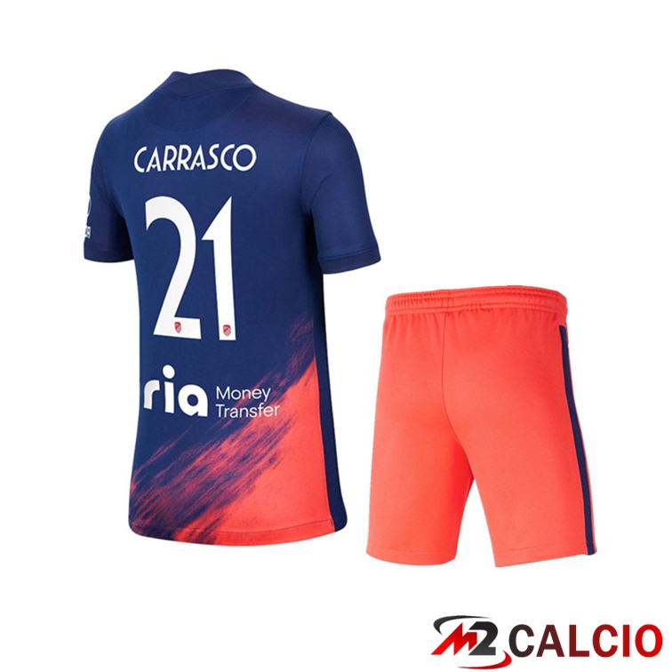 Maglia Atletico Madrid (CARRASCO 21) Bambino Seconda Blu Navy 2021/2022
