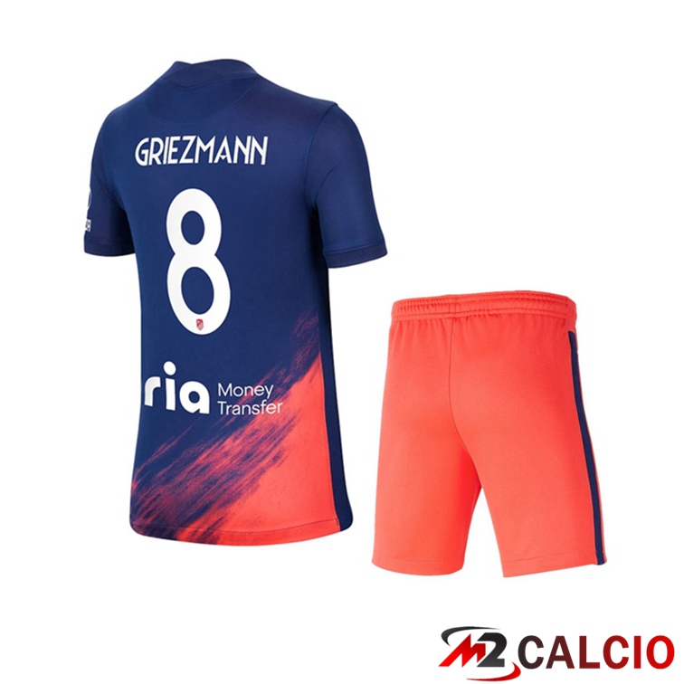 Maglia Atletico Madrid (GRIEZMANN 8) Bambino Seconda Blu Navy 2021/2022