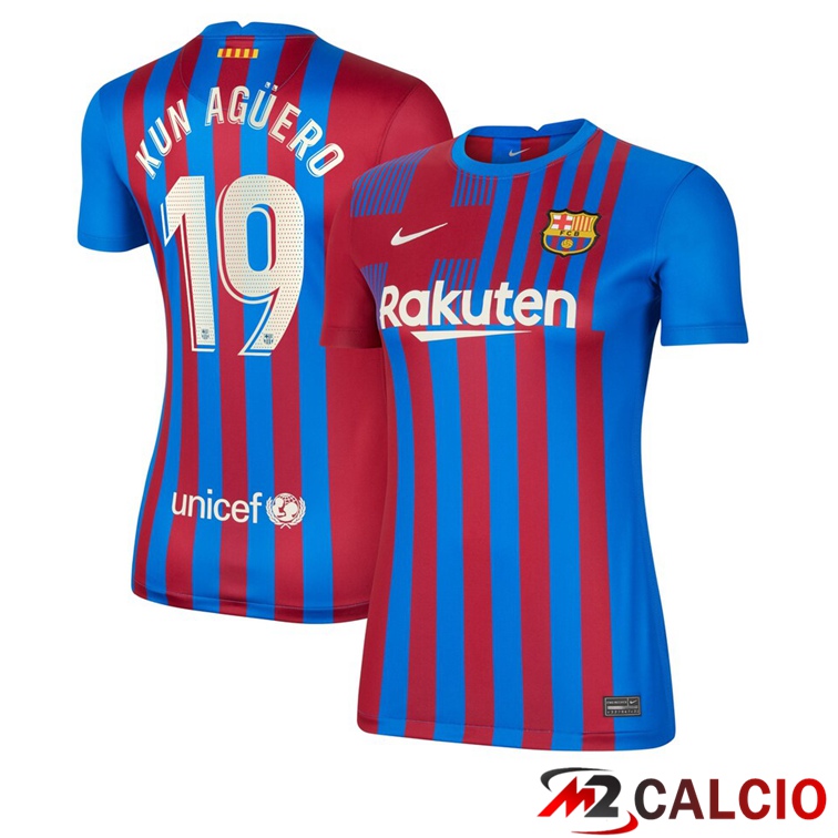 Maglia FC Barcellona (KUN AGUERO 19) Donna Prima Rosso/Blu 2021/2022