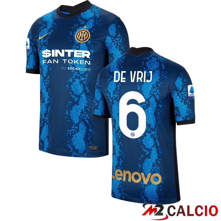 Maglia Inter Milan（DE VRIJ 6）Prima Blu 2021/2022