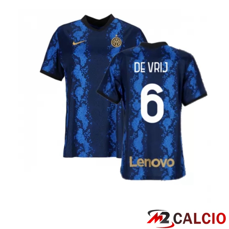 Maglia Inter Milan（DE VRIJ 6）Donna Prima Blu 2021/2022