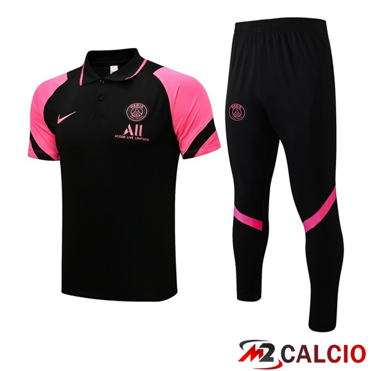 Maglia Polo Paris PSG + Pantaloni Nero Rosa 2021/2022