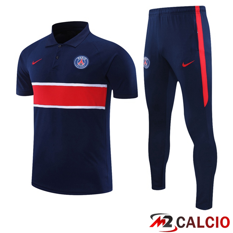 Maglia Polo Paris PSG + Pantaloni Blu Reale Rosso 2021/2022