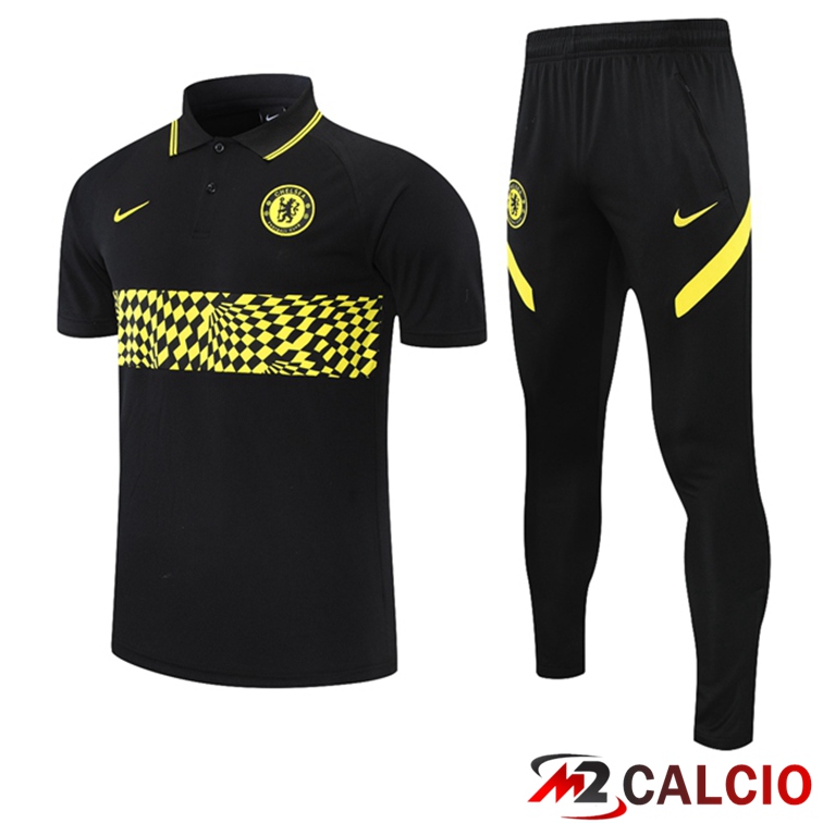 Maglia Polo FC Chelsea + Pantaloni Nero Giallo 2021/2022