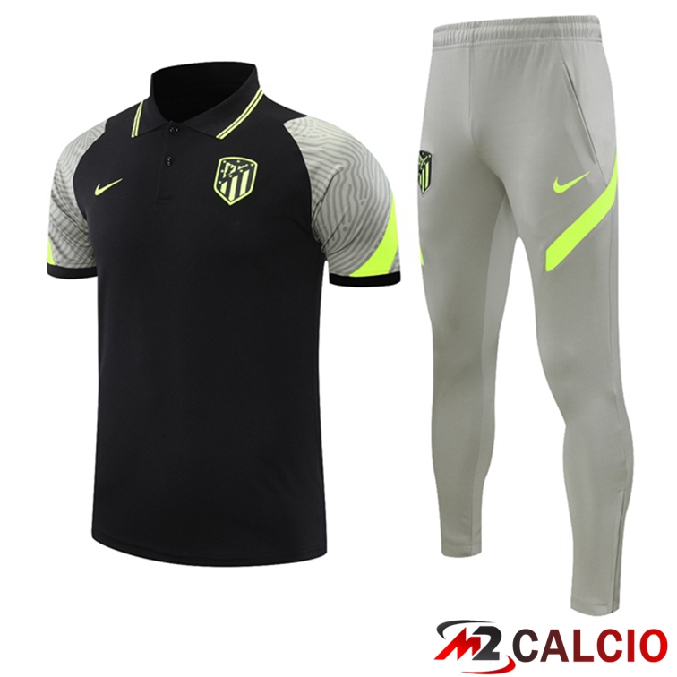 Maglia Polo Atletico Madrid + Pantaloni Nero Grigio 2021/2022
