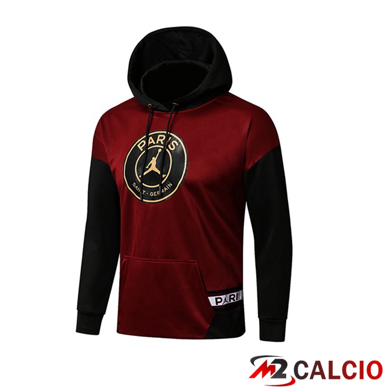 Felpa Cappuccio Jordan PSG Rosso Nero 2021/2022