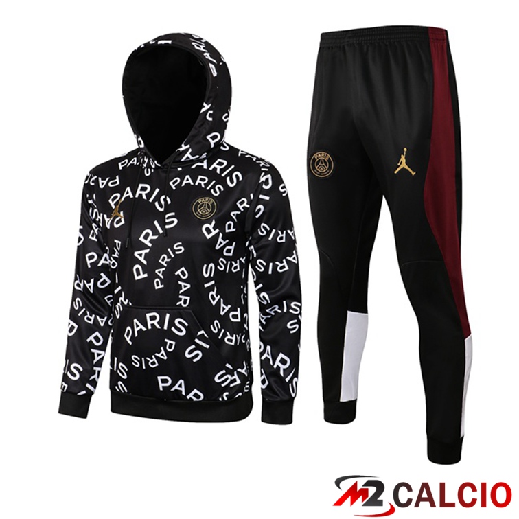 Giacca Con Cappuccio Tuta Jordan PSG Nero Bianco 2021/2022