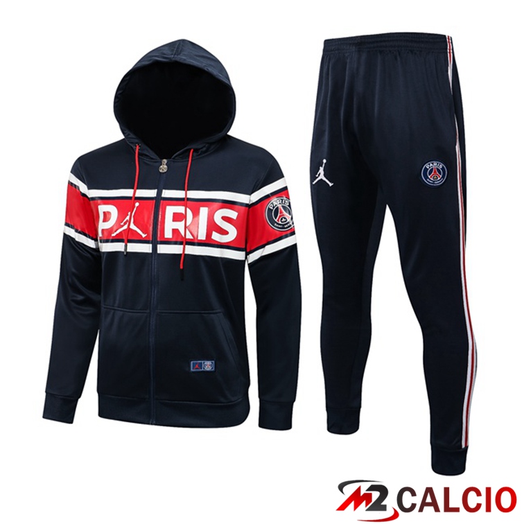 Giacca Con Cappuccio Tuta Jordan PSG Blu Reale Rosso 2021/2022