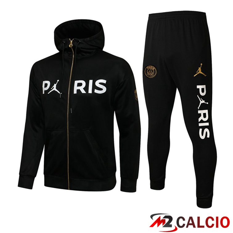 Giacca Con Cappuccio Tuta Jordan PSG Nero Bianco 2021/2022