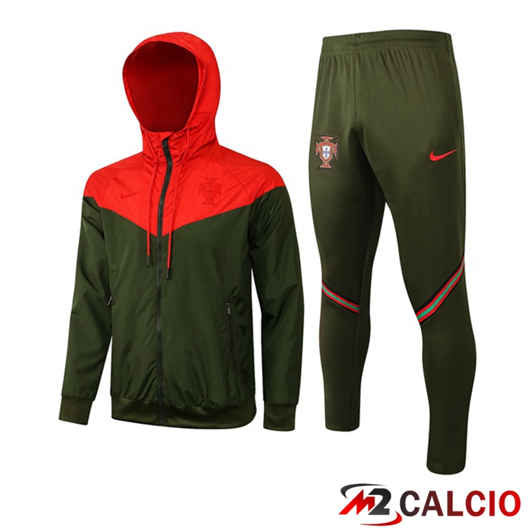 Giacca Con Cappuccio Tuta Portogallo Rosso Verde 2021/2022