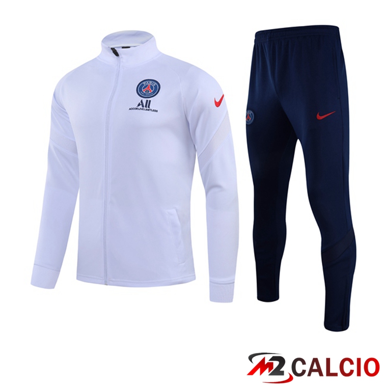 Insieme Tuta Calcio - Giacca Paris PSG Bianco 2021/2022