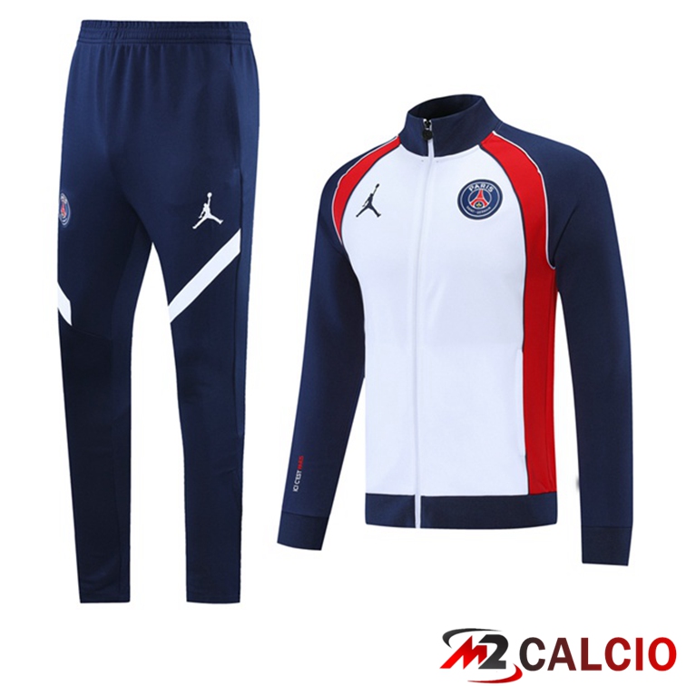 Insieme Tuta Calcio - Giacca Jordan PSG Bianco Blu Reale 2021/2022