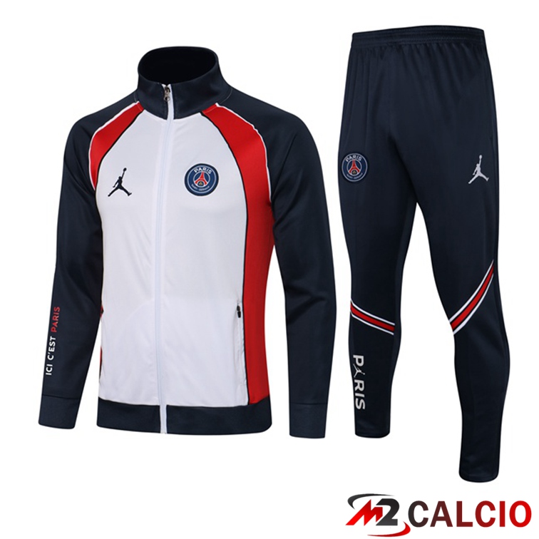 Insieme Tuta Calcio - Giacca Jordan PSG Bianco Blu Reale 2021/2022