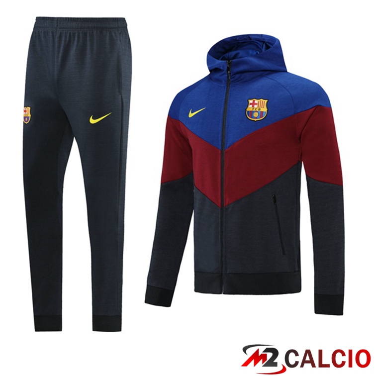 Giacca Con Cappuccio Tuta FC Barcellona Blu Rosso Nero 2021/2022