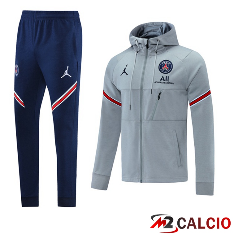 Giacca Con Cappuccio Tuta Jordan PSG Grigio 2021/2022